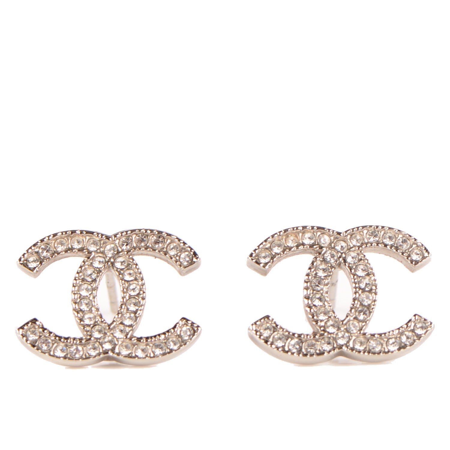 Chanel Crystal CC Earrings Silver 1 of 5