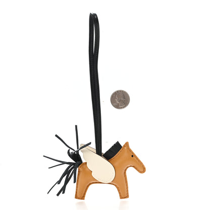 Hermes Milo Lambskin Grigri Rodeo Pegase Horse Bag Charm PM Sesame Black Nata 2 of 4