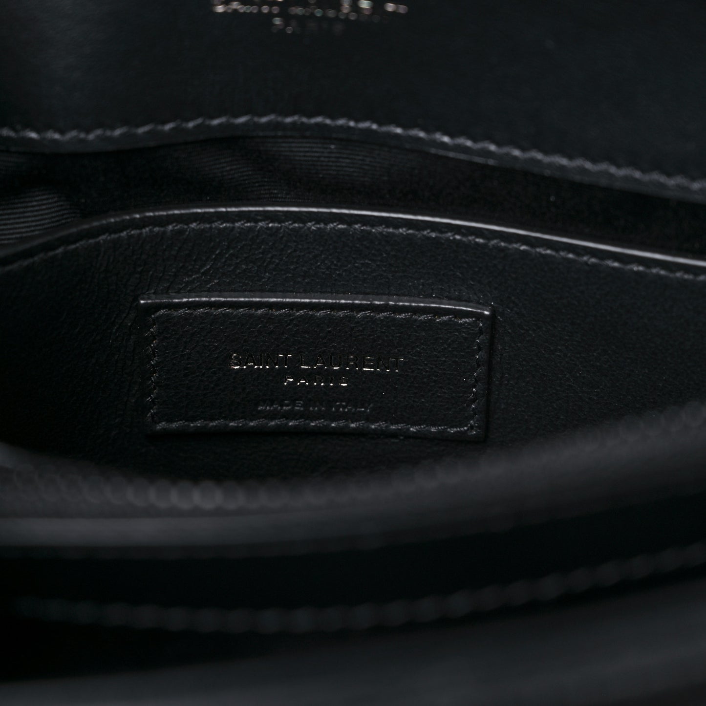 Calfskin Y Quilted Monogram Monochrome Small Loulou Chain Satchel Black