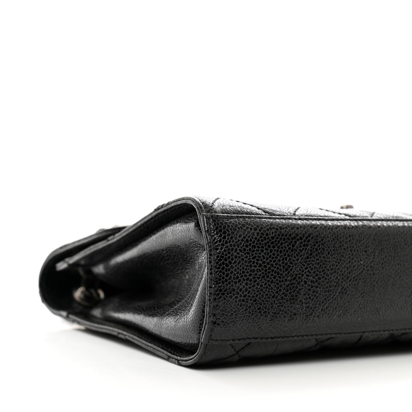 Crumpled Grained Calfskin Medium CC Crave Flap Black