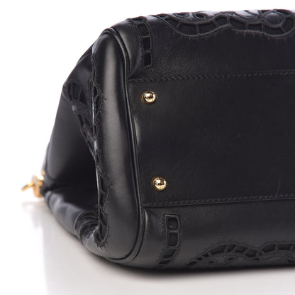 Dolce & Gabbana Lambskin Large Embroidered Laser Cut Miss Sicily Satchel Black 5 of 9