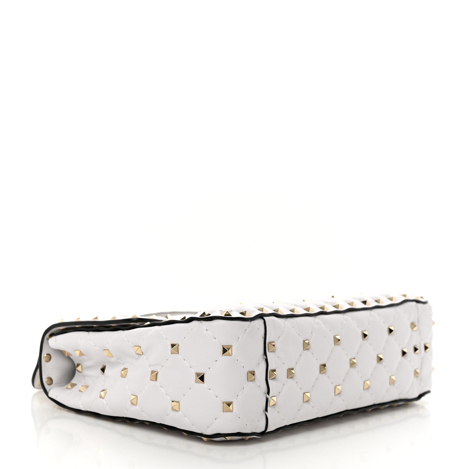 Valentino Garavani Lambskin VLTN Print Medium Rockstud Spike Shoulder Bag Optic White Black 4 of 14
