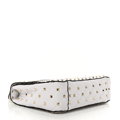 Valentino Garavani Lambskin VLTN Print Medium Rockstud Spike Shoulder Bag Optic White Black 4 of 14