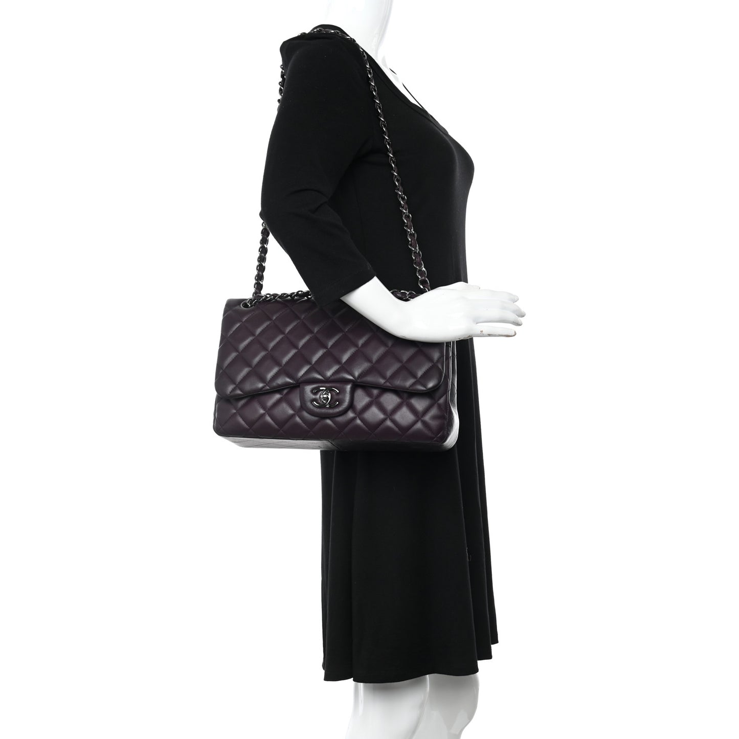 Lambskin Quilted Jumbo Double Flap Purple