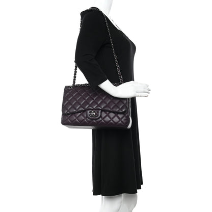 Chanel Lambskin Quilted Jumbo Double Flap Purple 2 of 16