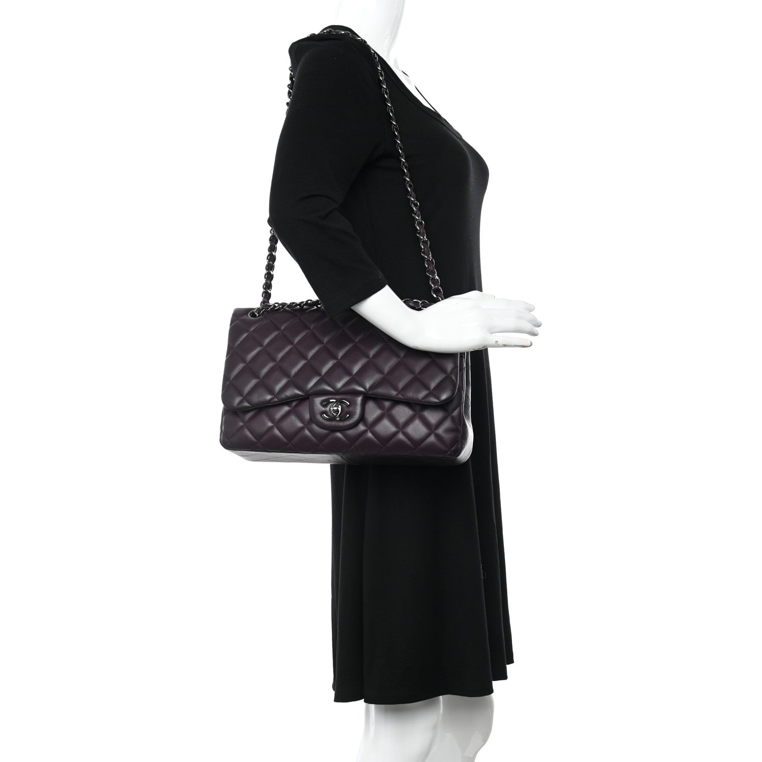 Chanel Lambskin Quilted Jumbo Double Flap Purple 2 of 16