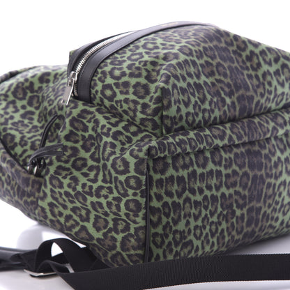 Saint Laurent Printed Canvas Leopard Classic Hunting Backpack Green 4 of 8