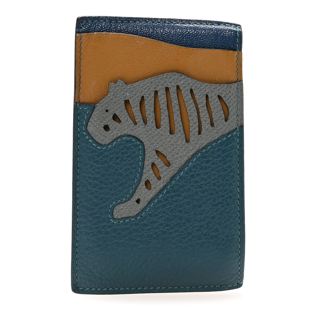 Hermes Togo Epsom Swift Mysore Rooroo 3CC Card Holder Vert Bosphore Amande Kraft Deep Bleu 1 of 8