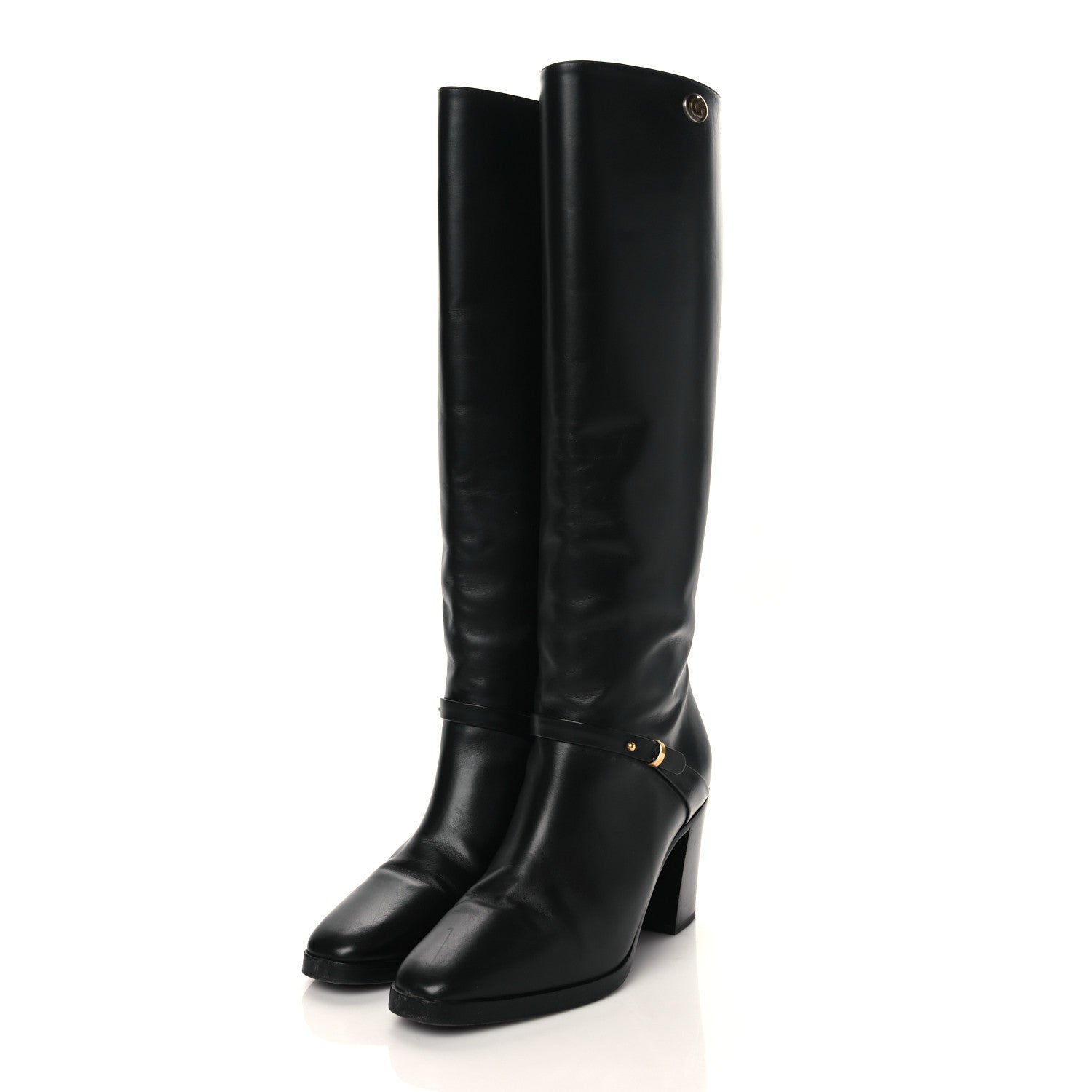 Gucci Calfskin Double G Knee High Boots 38 Black 2 of 7