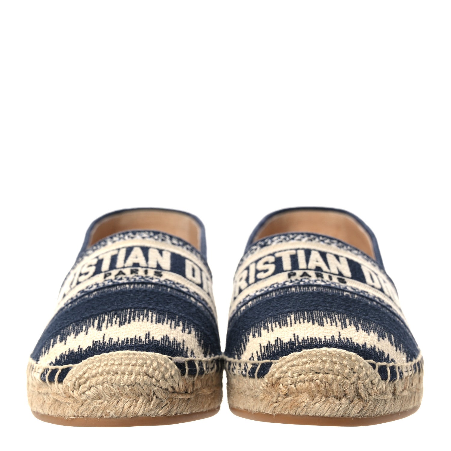 Christian Dior Cotton D-Stripes Embroidered Granville 15mm Espadrilles 37 Deep Blue 2 of 9