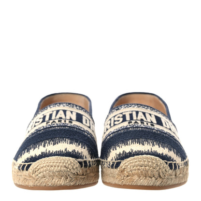 Christian Dior Cotton D-Stripes Embroidered Granville 15mm Espadrilles 37 Deep Blue 2 of 9