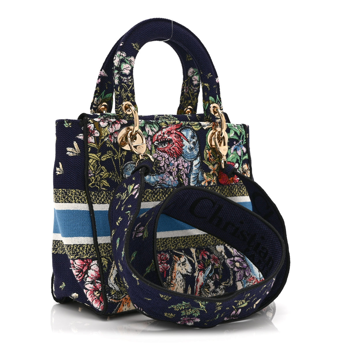 Christian Dior Canvas D-Constellation Embroidered Medium Lady D-Lite Bleu Multicolor 3 of 10
