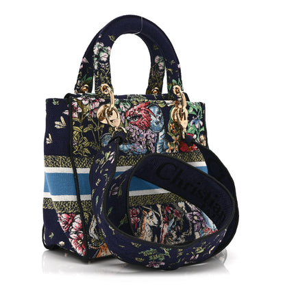 Christian Dior Canvas D-Constellation Embroidered Medium Lady D-Lite Bleu Multicolor 3 of 10