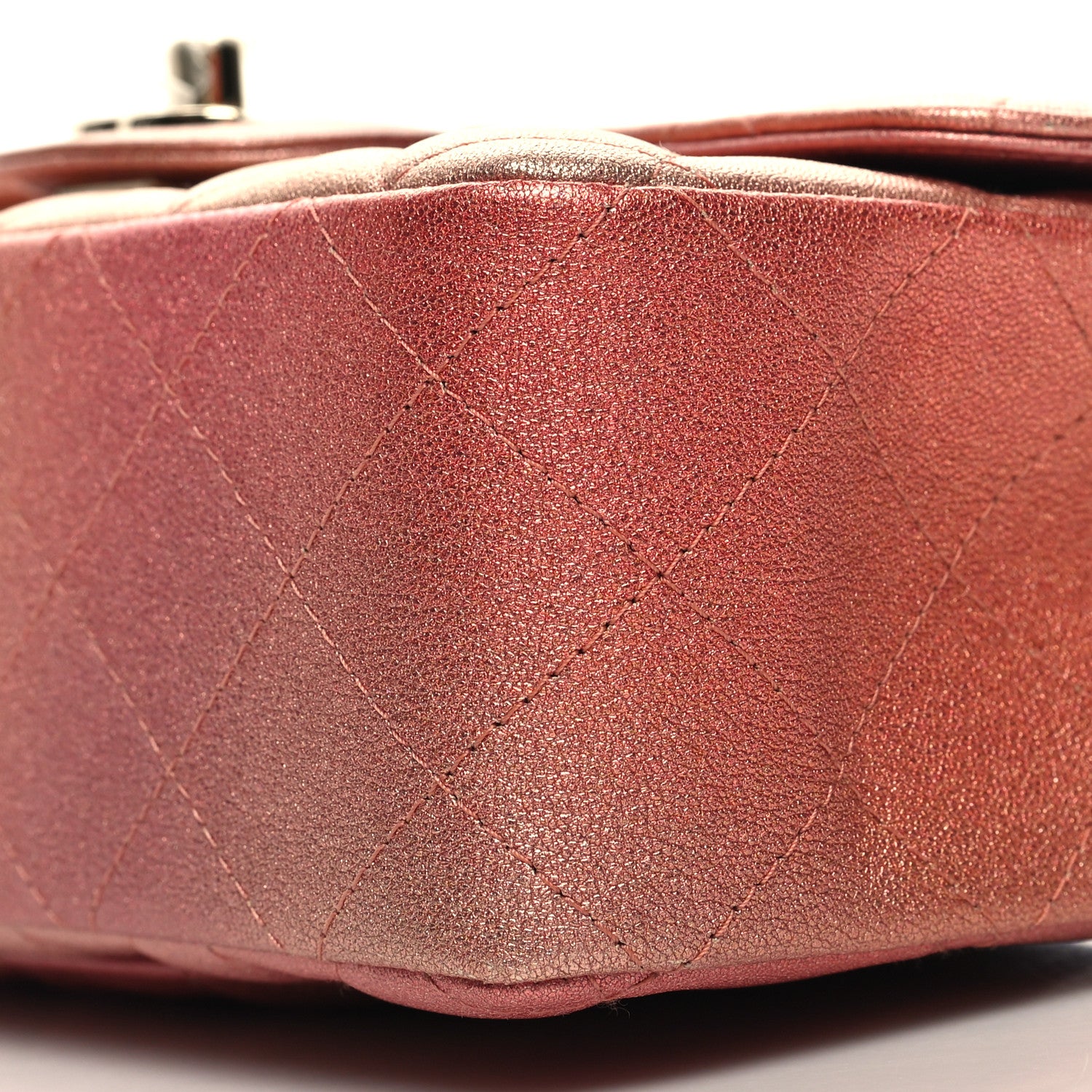 Chanel Metallic Lambskin Quilted Ombre Mini Rectangular Flap Pink 10 of 11