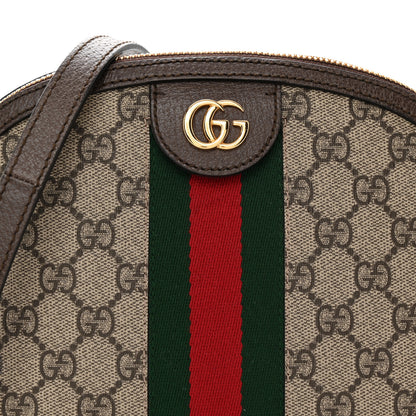 Gucci GG Supreme Monogram Textured Dollar Calfskin Web Small Ophidia Dome Shoulder Bag Beige Ebony New Acero 8 of 10