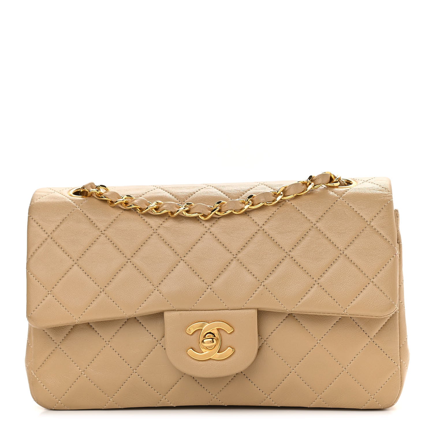Chanel Lambskin Quilted Small Double Flap Beige 1 of 14