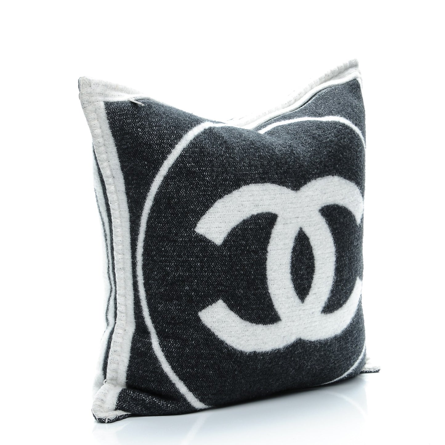 Merino Wool Cashmere CC Pillow White Black