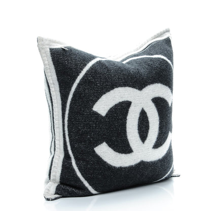 Chanel Merino Wool Cashmere CC Pillow White Black 3 of 6