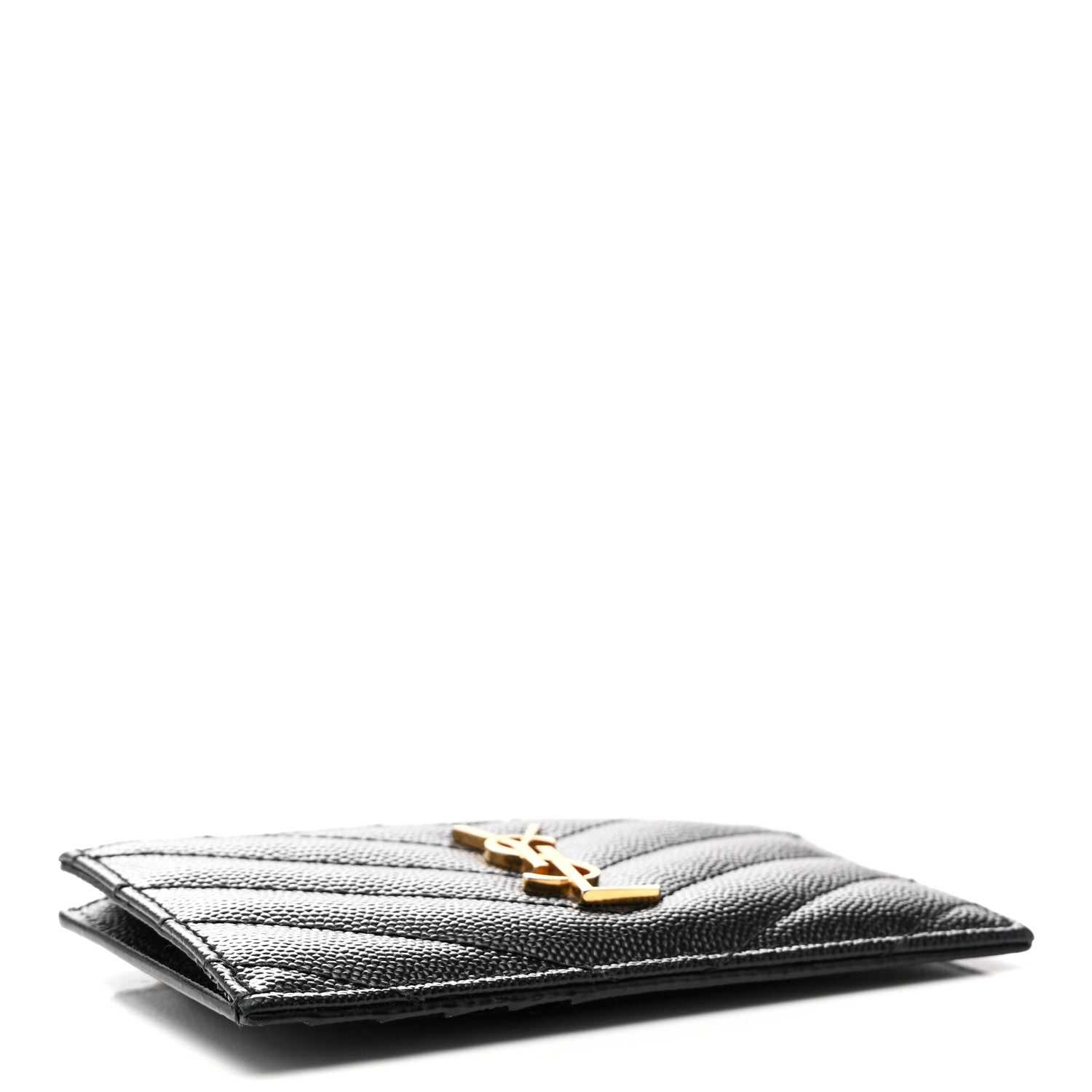 Saint Laurent Monogram Grain de Poudre 5 Fragments Zip Pouch Card Holder Black 4 of 7