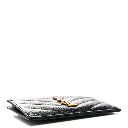 Saint Laurent Monogram Grain de Poudre 5 Fragments Zip Pouch Card Holder Black 4 of 7