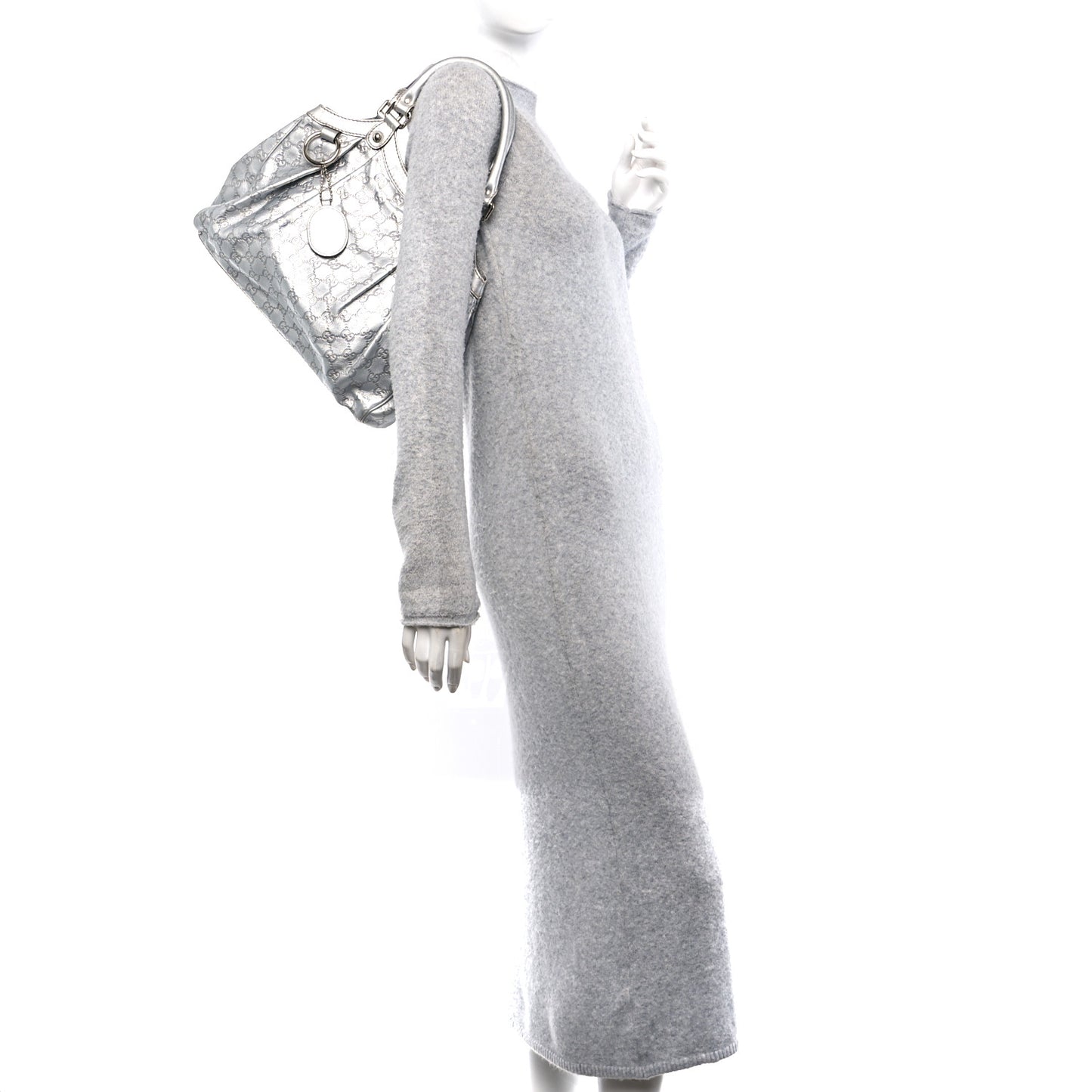 Guccissima Medium Sukey Tote Silver