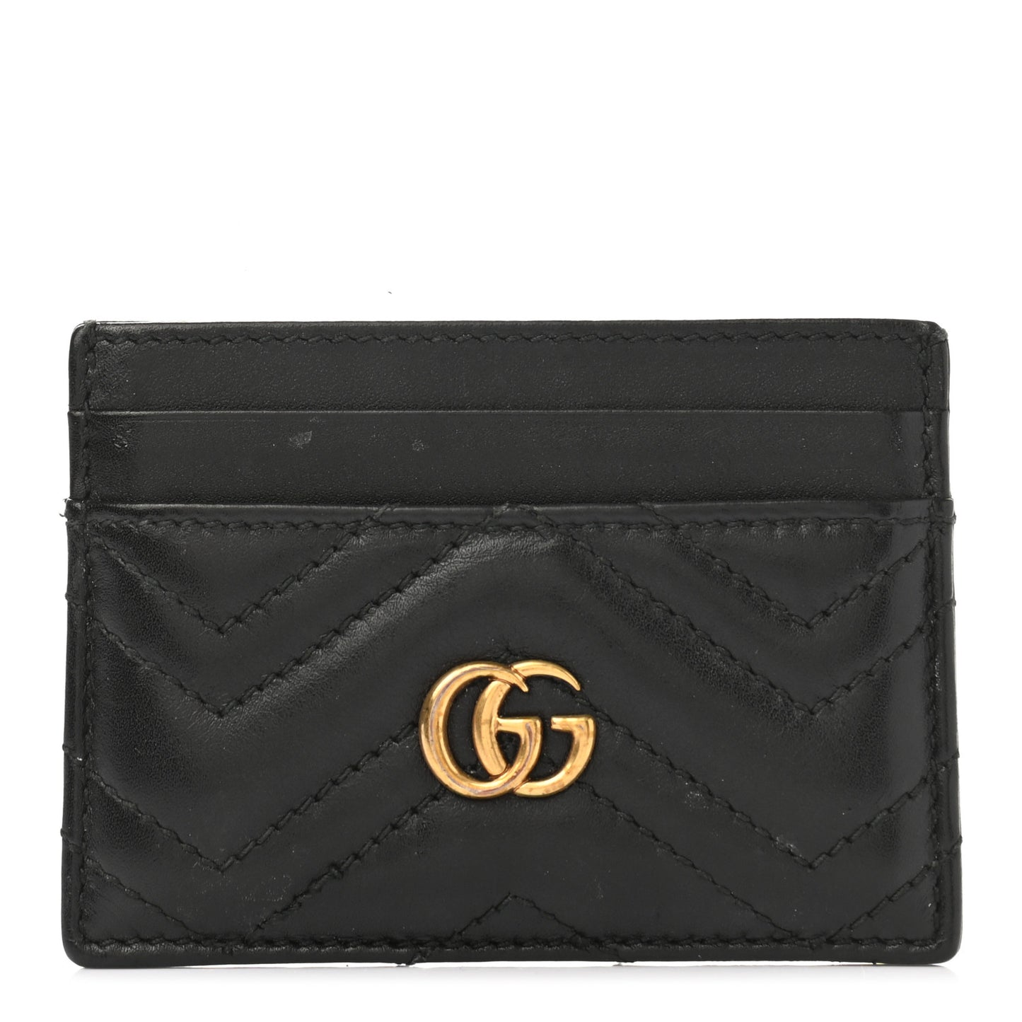 Calfskin Matelasse GG Marmont Card Holder Black
