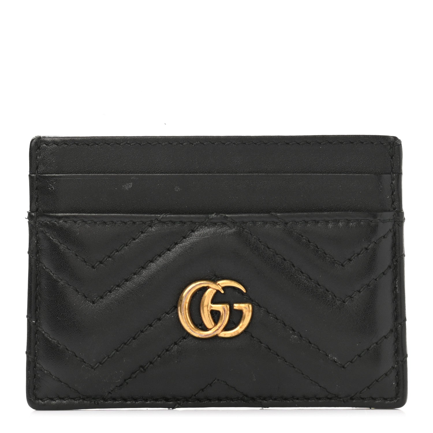 Gucci Calfskin Matelasse GG Marmont Card Holder Black 1 of 9