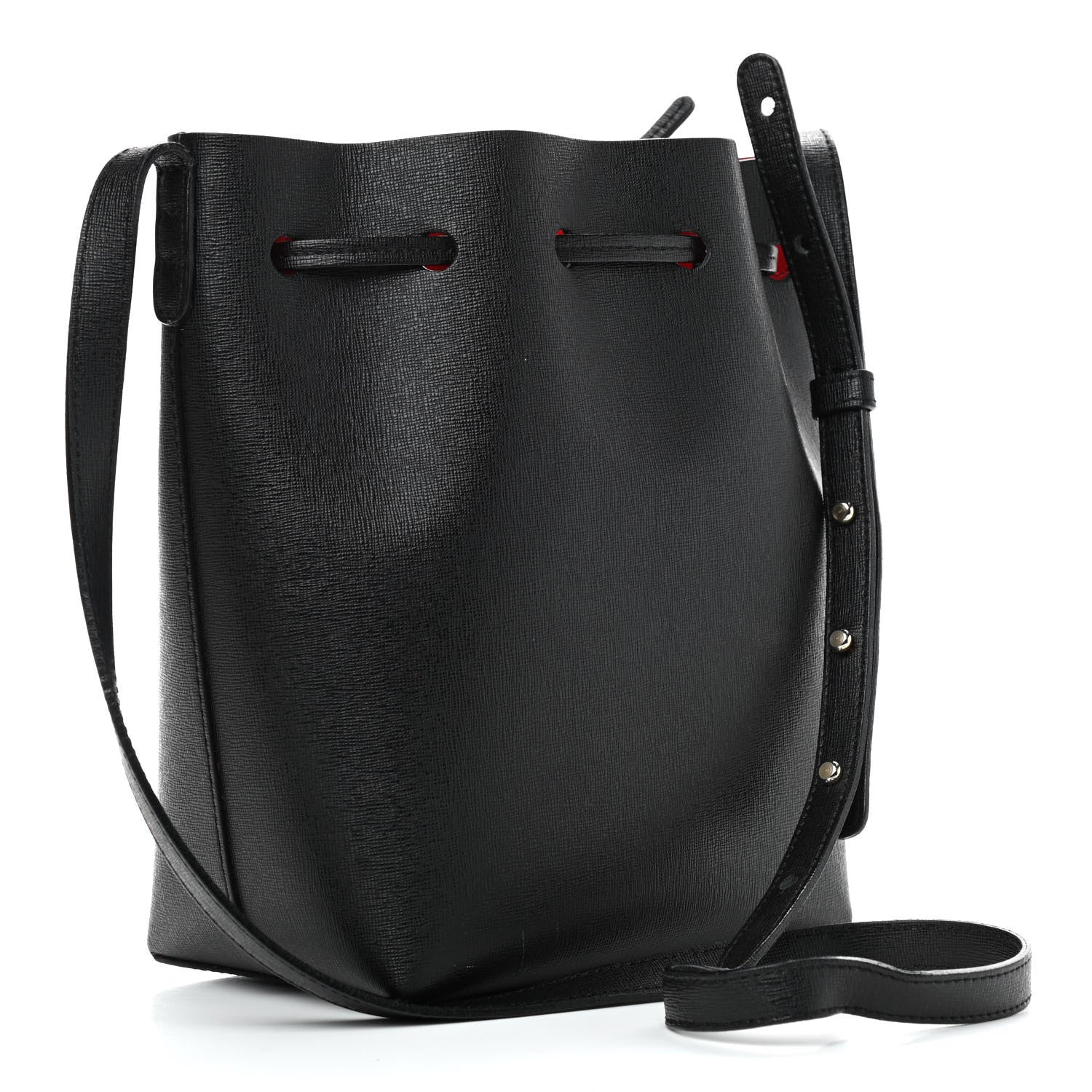 Mansur Gavriel Saffiano Mini Bucket Bag Black Flamma 2 of 9