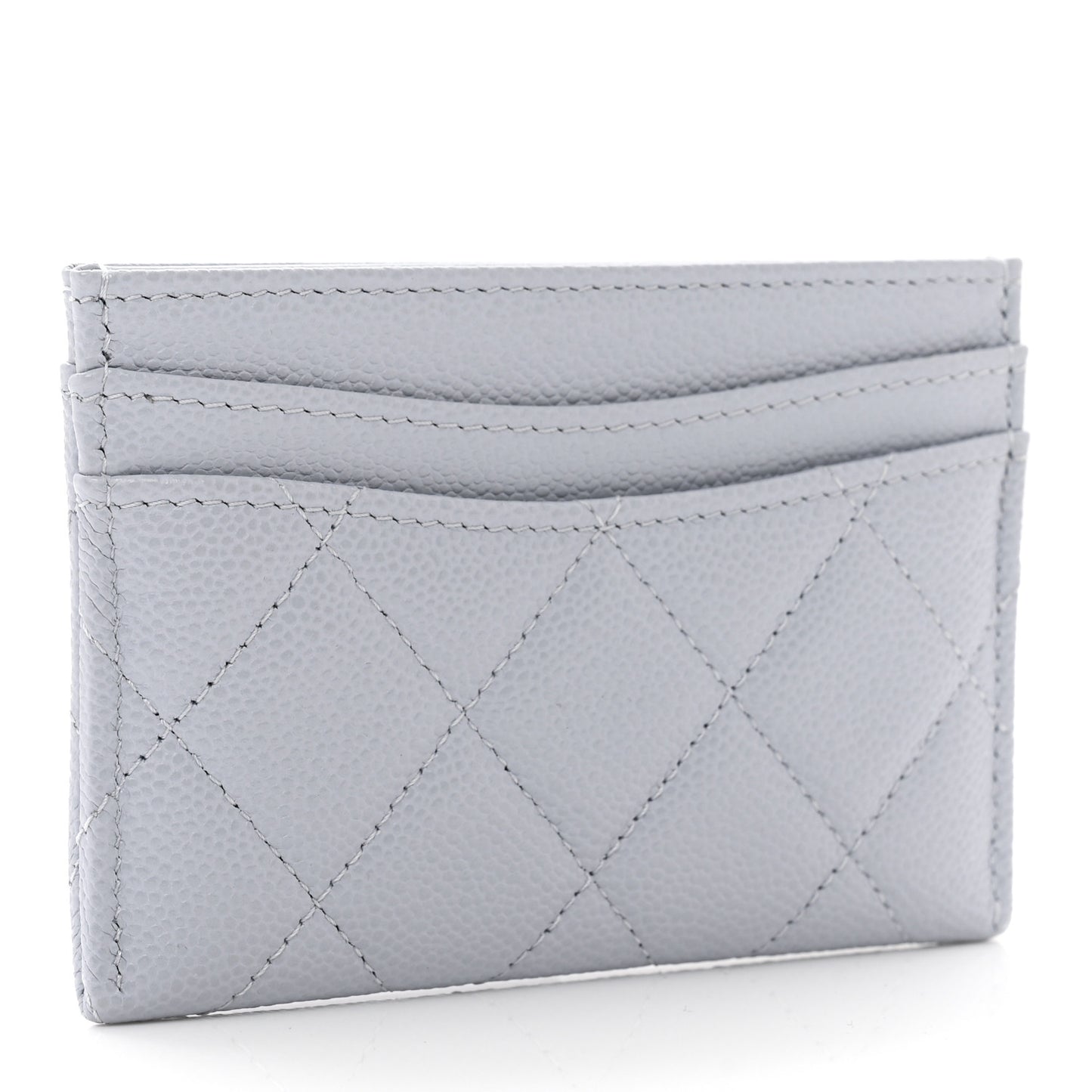Caviar Quilted Card Holder Light Grey