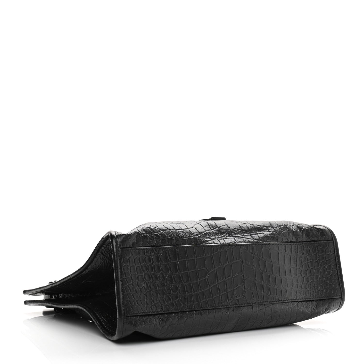 Saint Laurent Calfskin Crocodile Embossed Monogram Medium Niki Shopping Bag Black 4 of 10