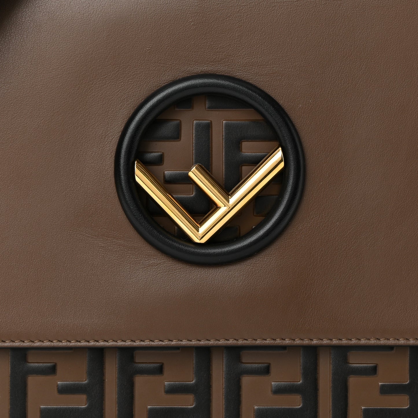 Vitello Century F is Fendi Bi-Color FF 1974 Embossed Kan I Shoulder Bag Maya Black