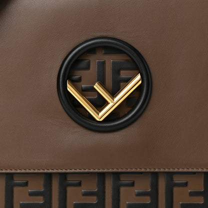 Fendi Vitello Century F is Fendi Bi-Color FF 1974 Embossed Kan I Shoulder Bag Maya Black 8 of 13