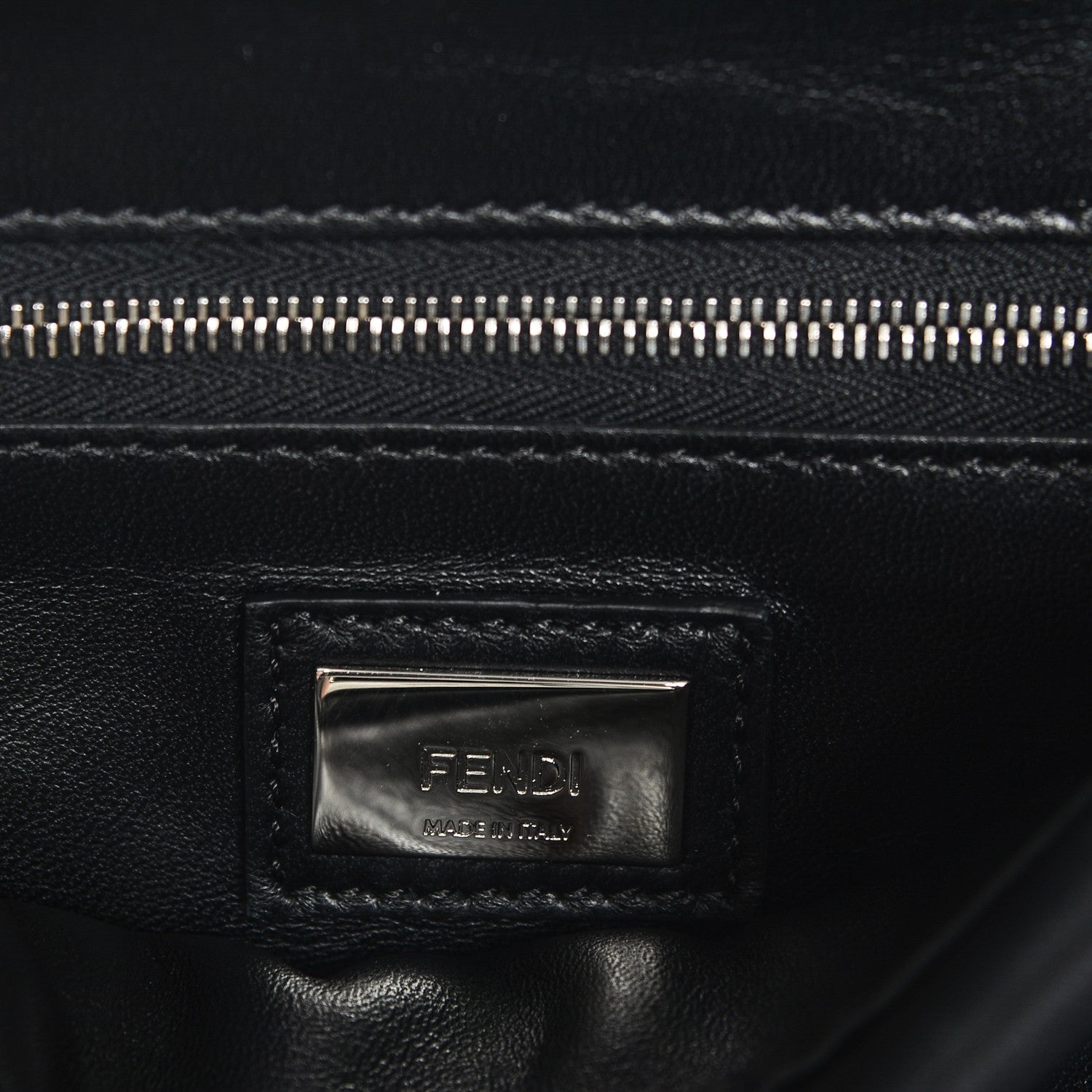 Fendi Nappa Waves Bi-Color Mini Peekaboo Iconic Satchel Black Turchese 6 of 6
