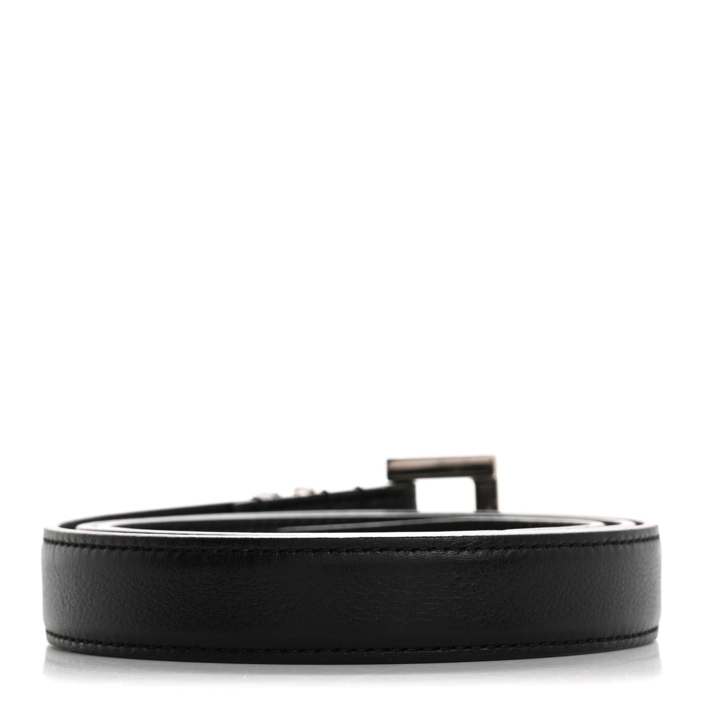 Calfskin Monogram Narrow Square Buckle Belt 75 30 Black