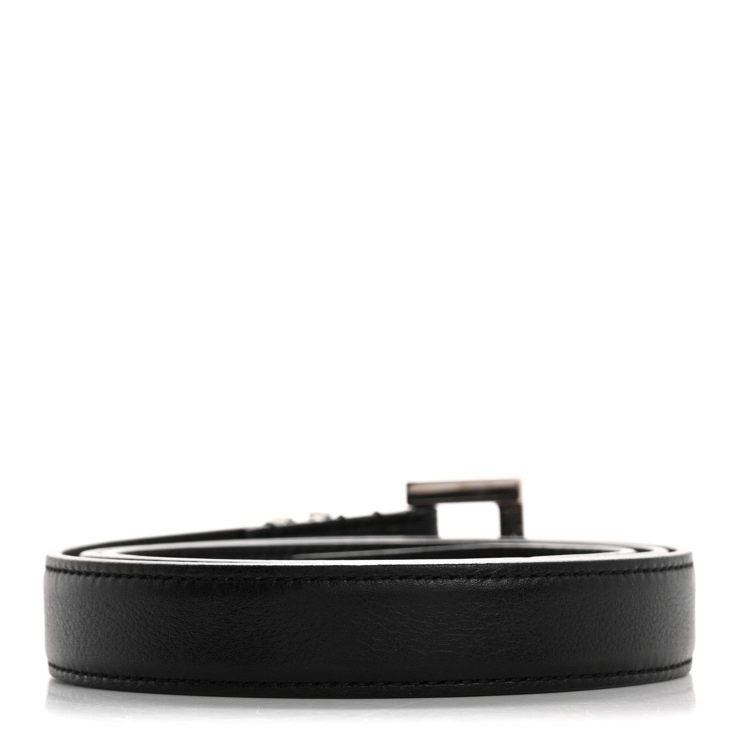 Saint Laurent Calfskin Monogram Narrow Square Buckle Belt 75 30 Black 2 of 8
