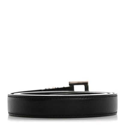 Saint Laurent Calfskin Monogram Narrow Square Buckle Belt 75 30 Black 2 of 8