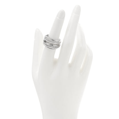 David Yurman Sterling Silver Diamond 17.8mm Crossover Cable Ring 53 6.5 2 of 4