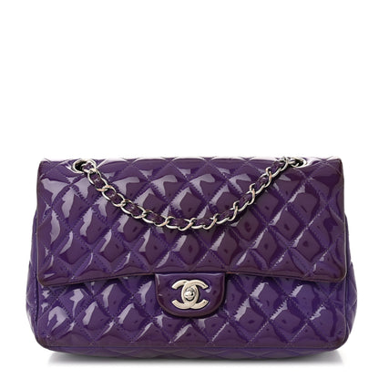 Chanel Patent Calfskin Quilted Medium Double Flap Purple 1 of 14