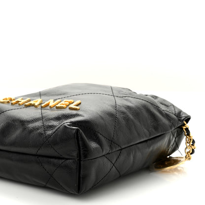 Chanel Shiny Crumpled Calfskin Quilted Pearl Mini Chanel 22 Black 10 of 10