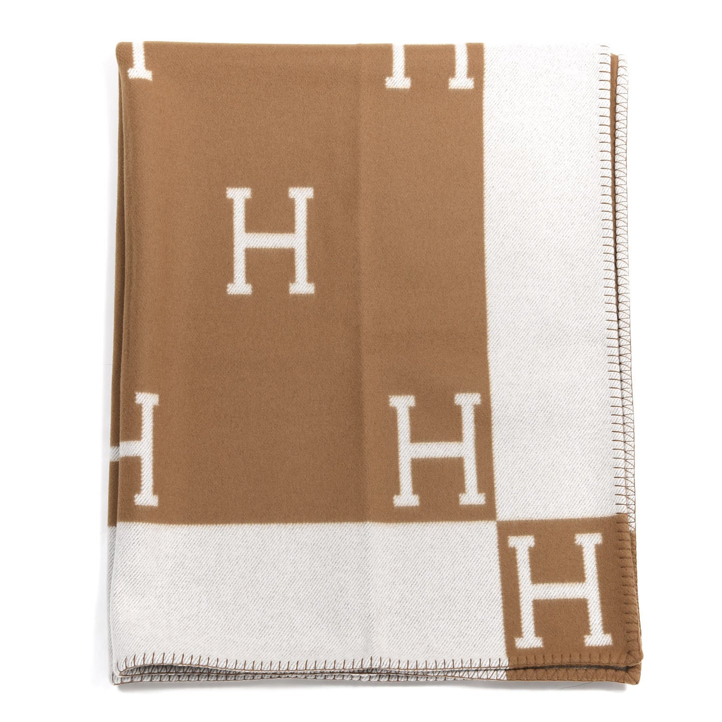 Wool Cashmere Avalon Blanket Ecru Camel