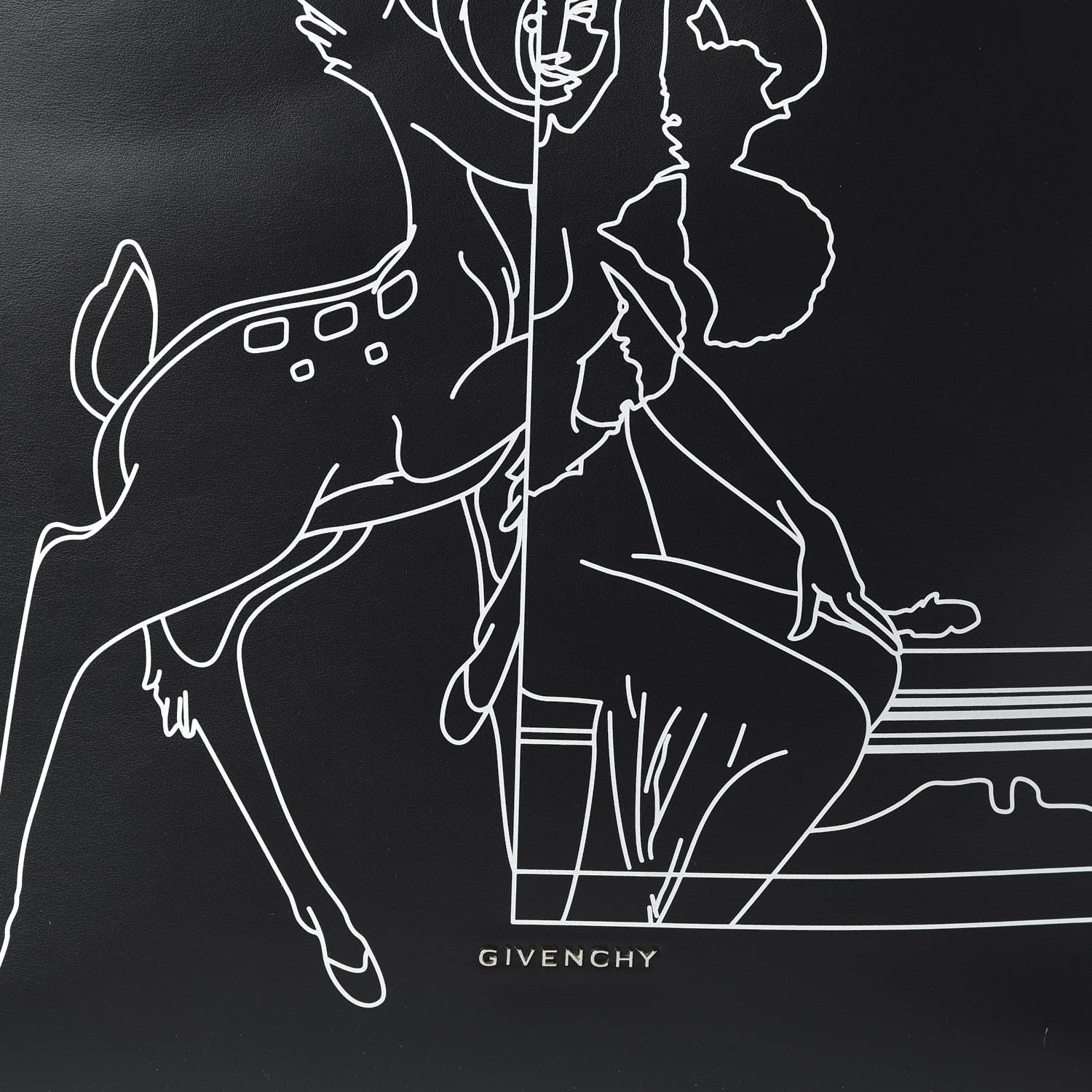 Givenchy Calfskin Bambi Print Medium Stargate Shopper Tote Black 9 of 9