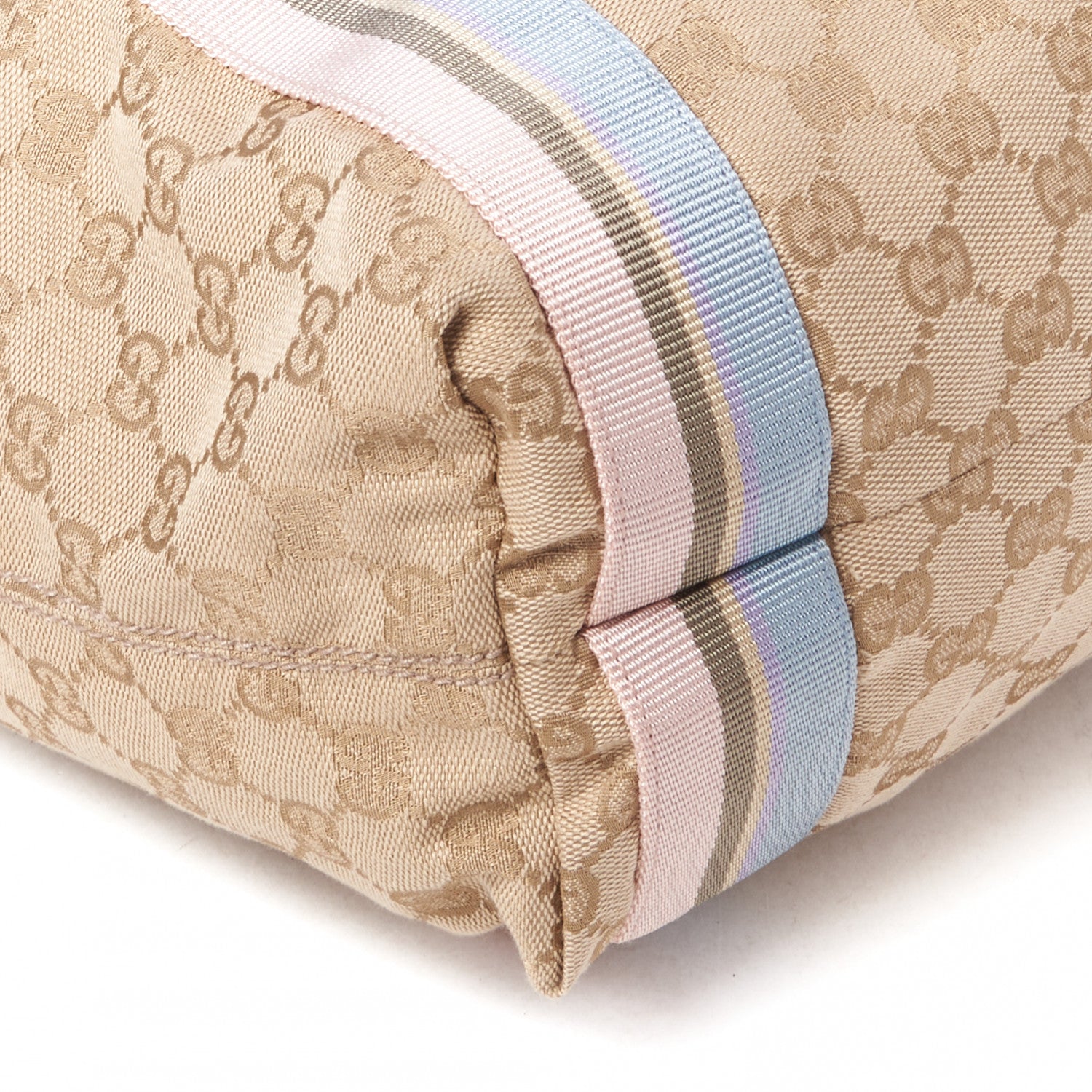 Gucci GG Monogram Medium Web Handle Vertical Tote Pink Blue 6 of 9