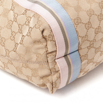 Gucci GG Monogram Medium Web Handle Vertical Tote Pink Blue 6 of 9