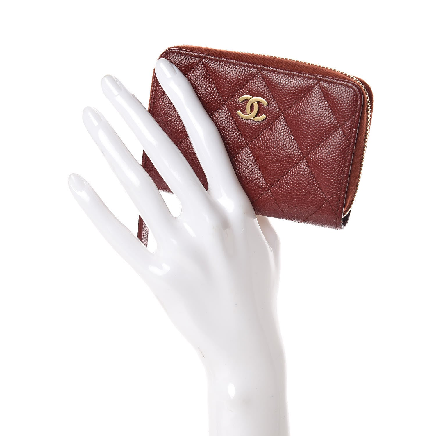 Chanel Iridescent Caviar Quilted Zip Coin Purse Burgundy 2 of 8