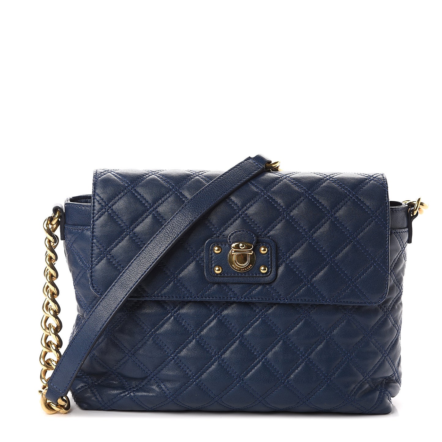 Lambskin Quilted The XL Single Flap Navy