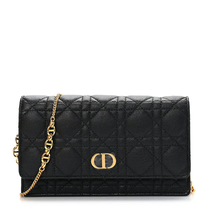 Christian Dior Supple Calfskin Caro Pouch with Chain Black 1 of 8