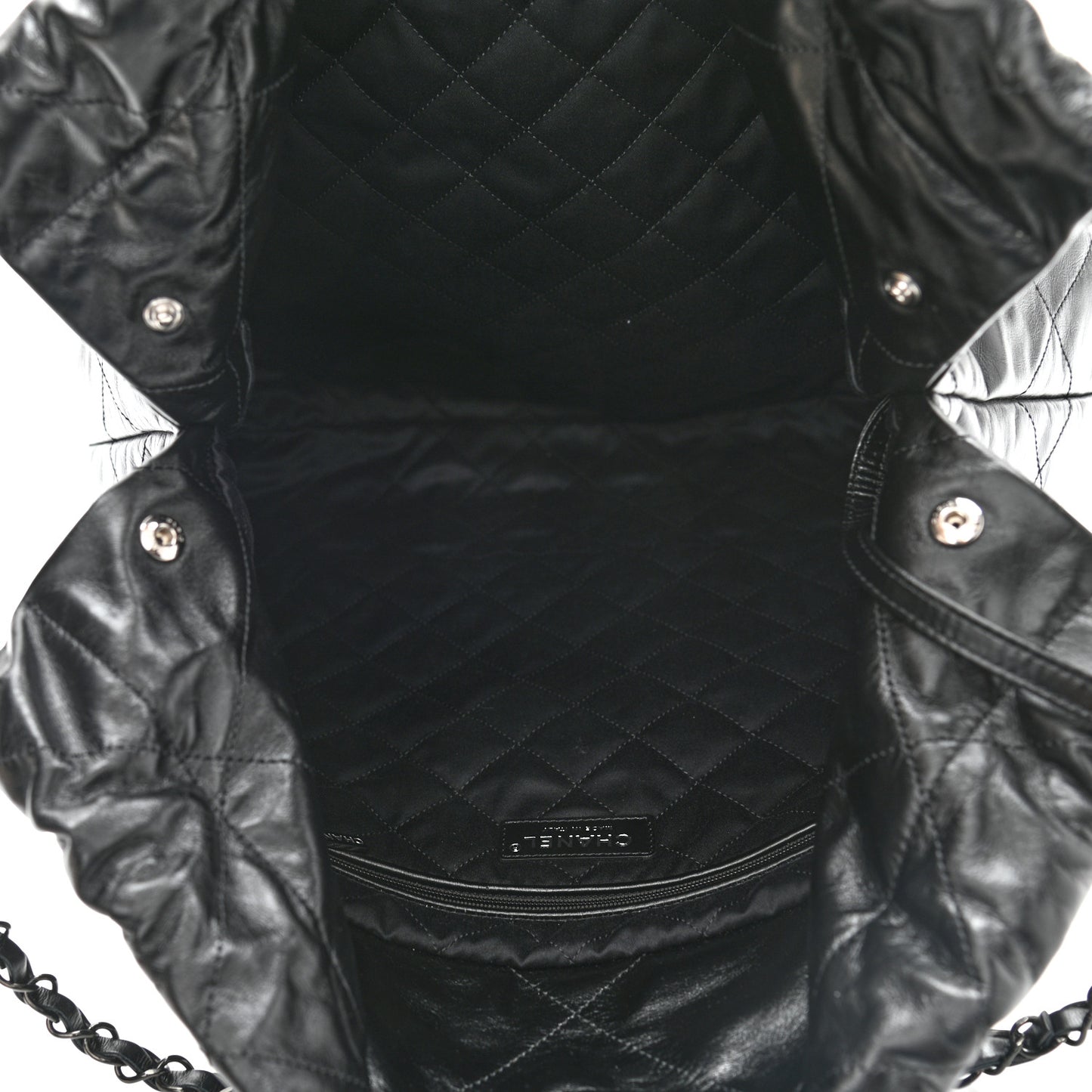 Shiny Calfskin Quilted Large Chanel 22 So Black