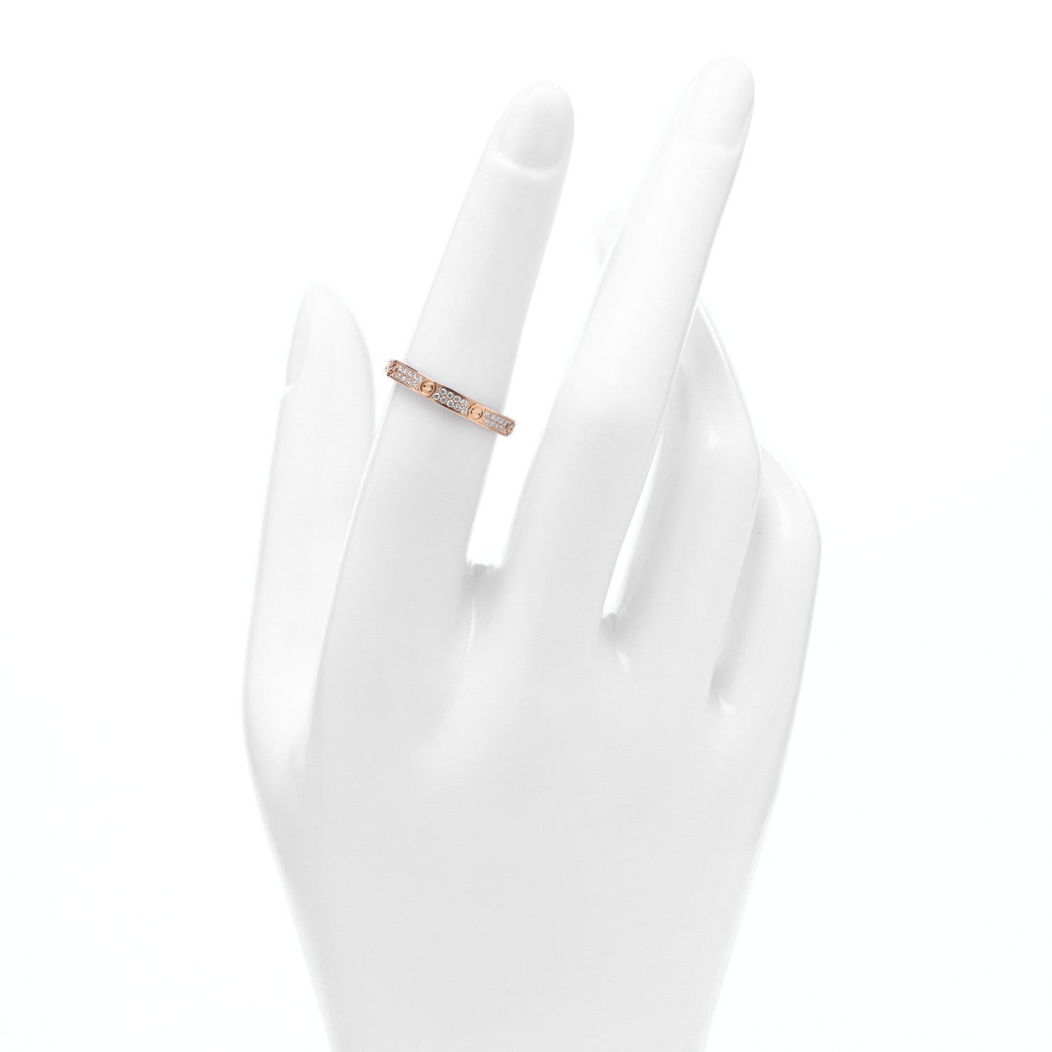 Cartier 18K Pink Gold Diamond 2.6mm LOVE Paved Band Ring 52 6 2 of 4
