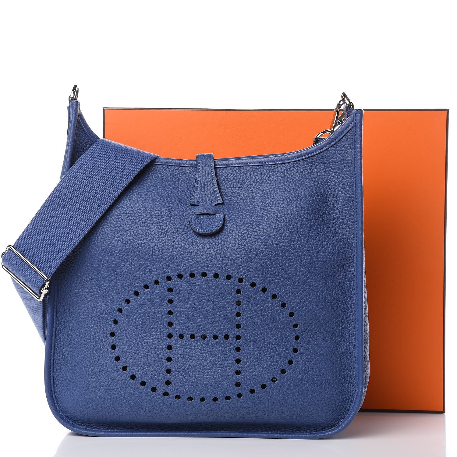 Hermes Taurillon Clemence Evelyne III PM Bleu Brighton 11 of 11