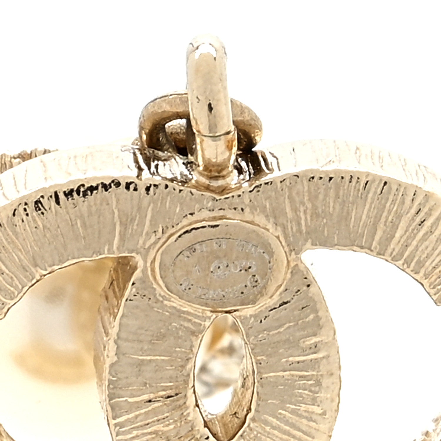 Chanel Pearl Crystal CC Drop Earrings Gold White 4 of 4